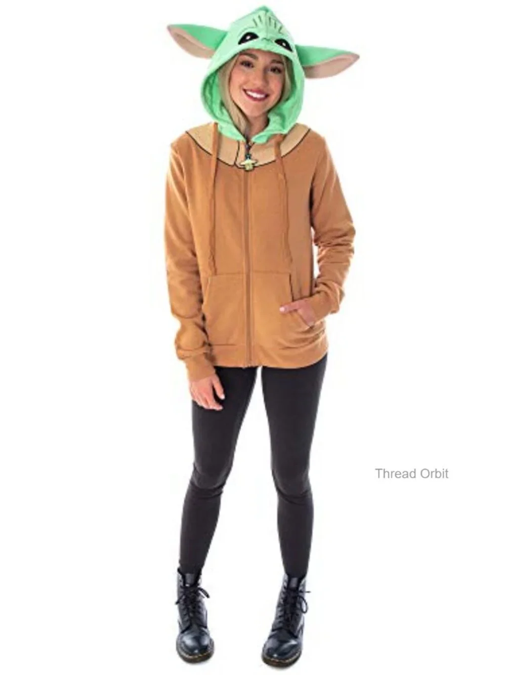 The Child Baby Yoda Character Costume Zip Hoodie with 3D Ears - Juniors